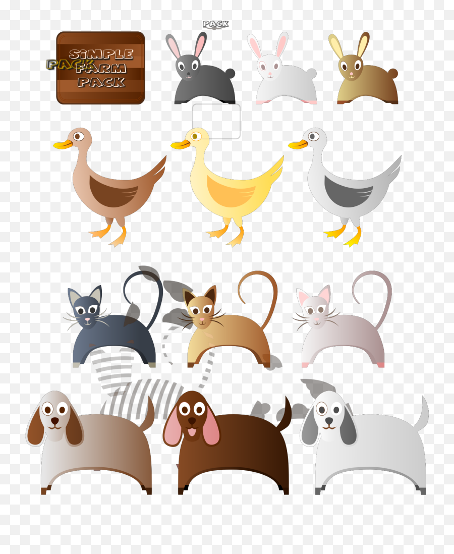 Farm Animals Cat Dog Rabbit Bunny Duck - Pets Cartoon Public Domain Emoji,Cat And Dog Clipart