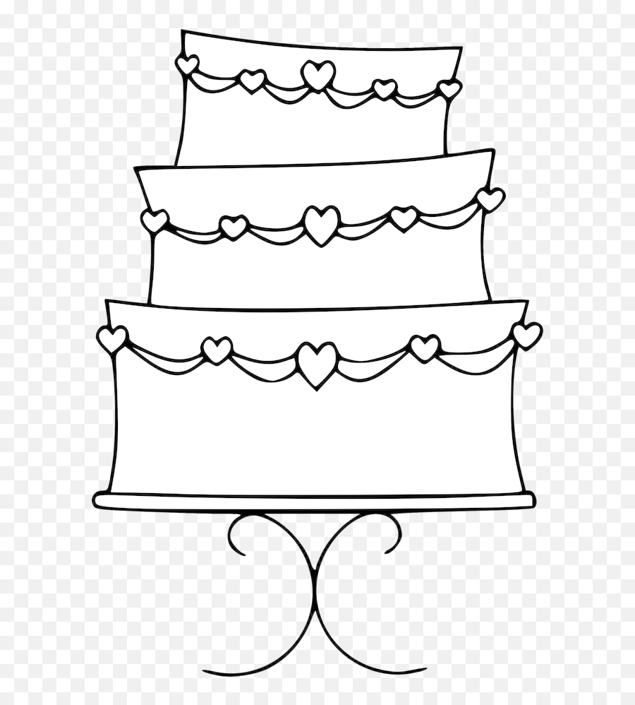 White Wedding Cake Clipart Black - Free Printable Wedding Cake Coloring Page Emoji,Cake Clipart Black And White