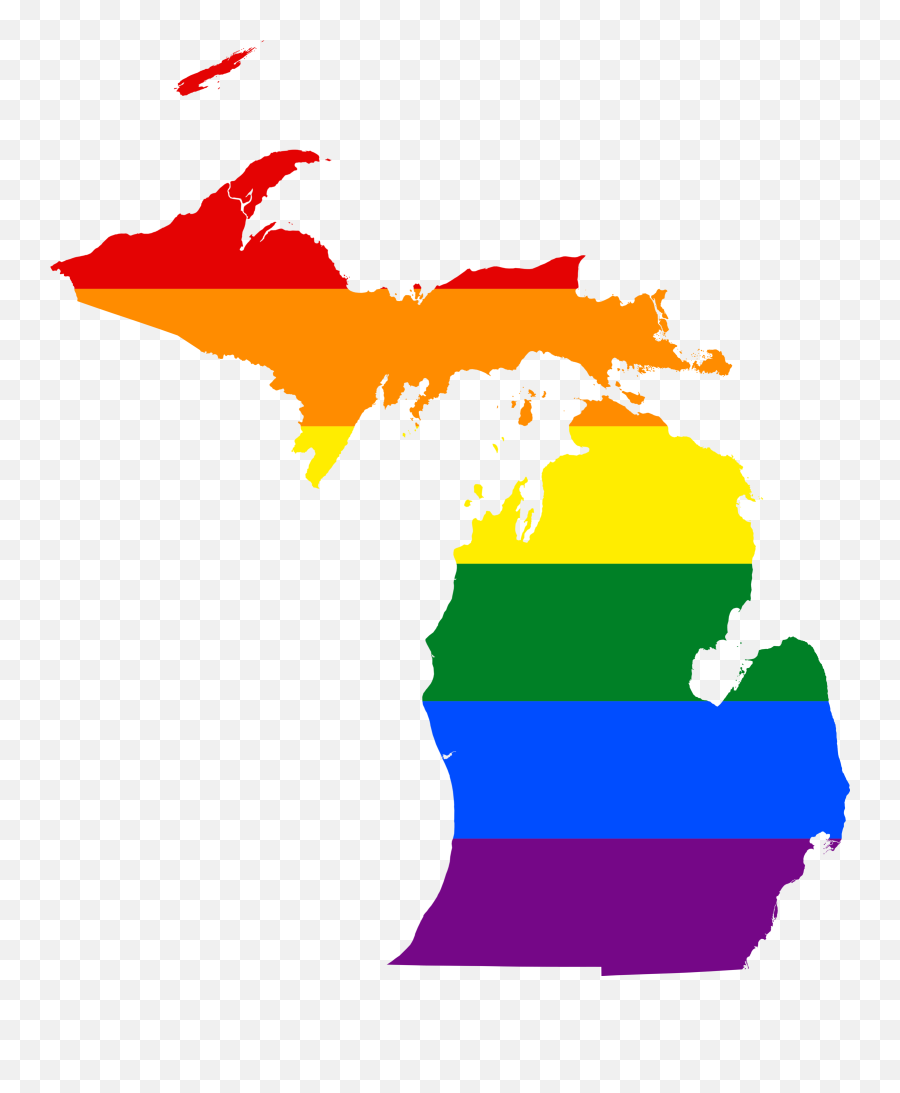 Being Gay In Michigan - Michigan Outline Emoji,Gay Pride Flag Png