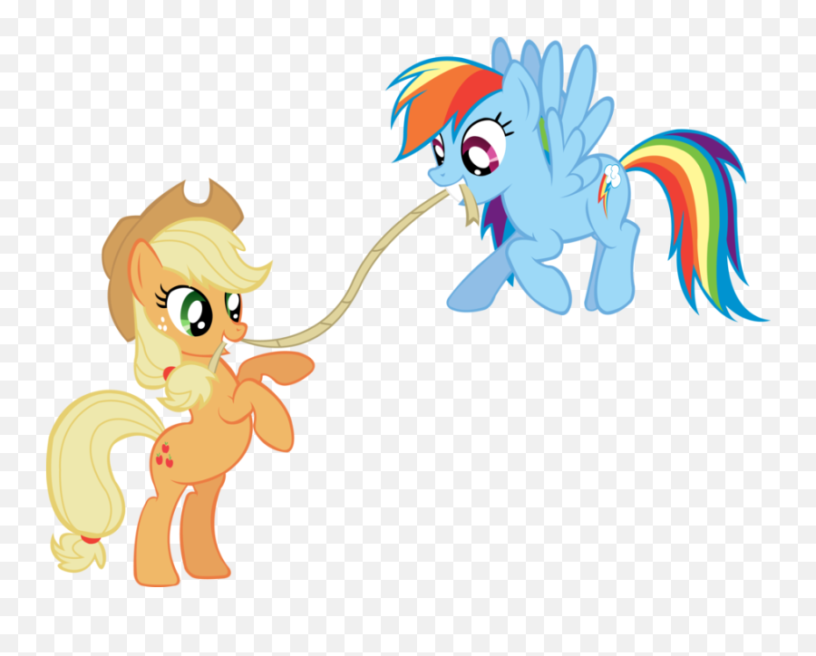 Rainbow Dash And Applejack Tug Of War - Mlp Tug Of War Emoji,Applejack Png