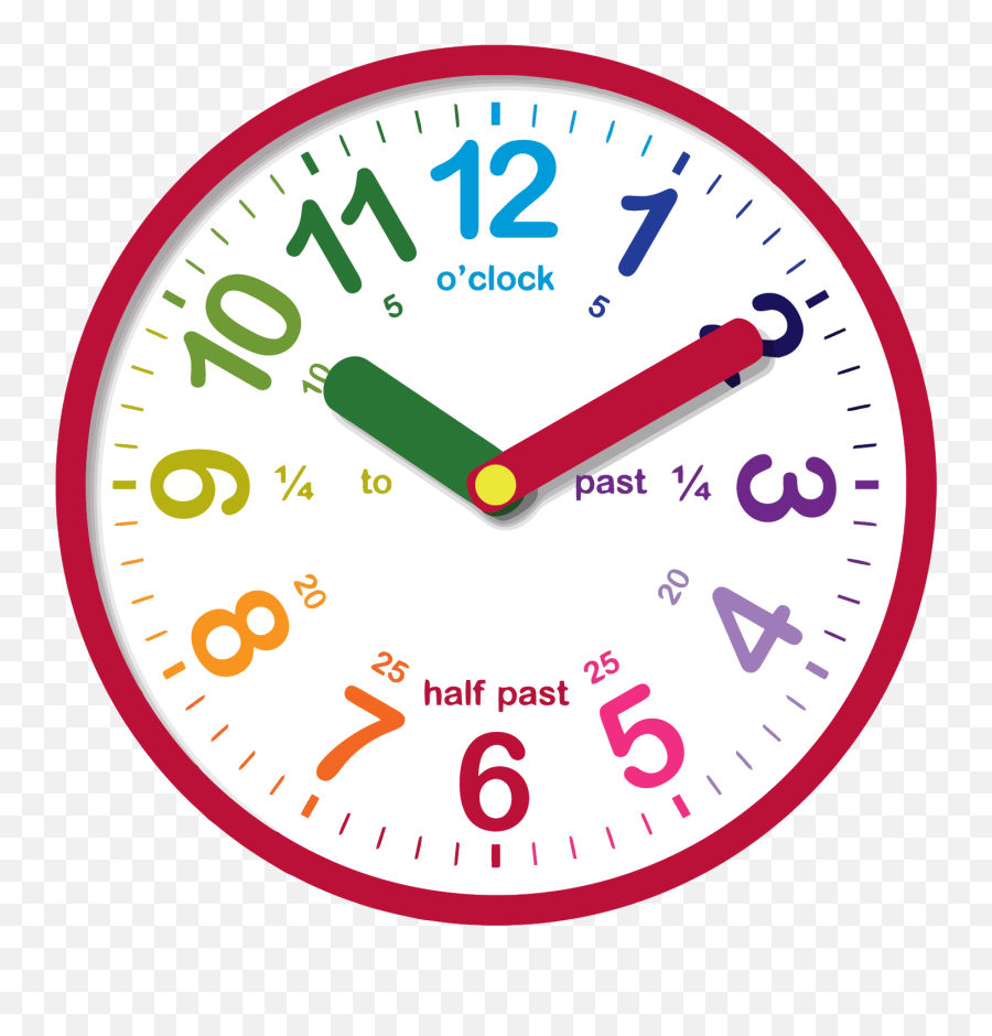 Color Clock Clipart Png Wall Clock Kids Wall Clock - Learning Clock Face Kids Emoji,Clock Clipart