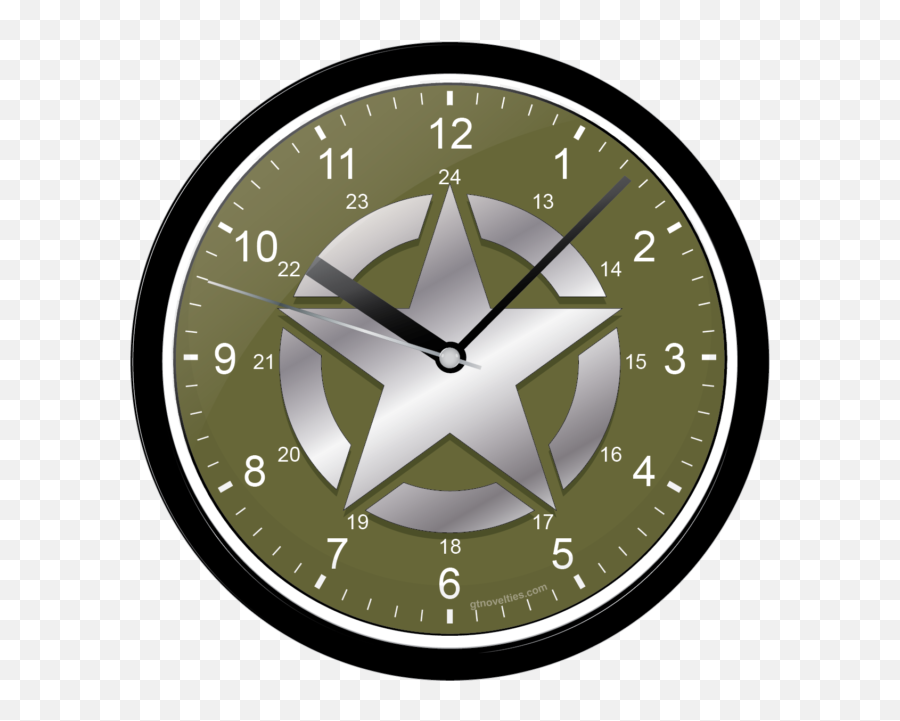 United States Army Decorative Office Shop Black Wall Clock Usa Military Art Star Emoji,Army Star Png