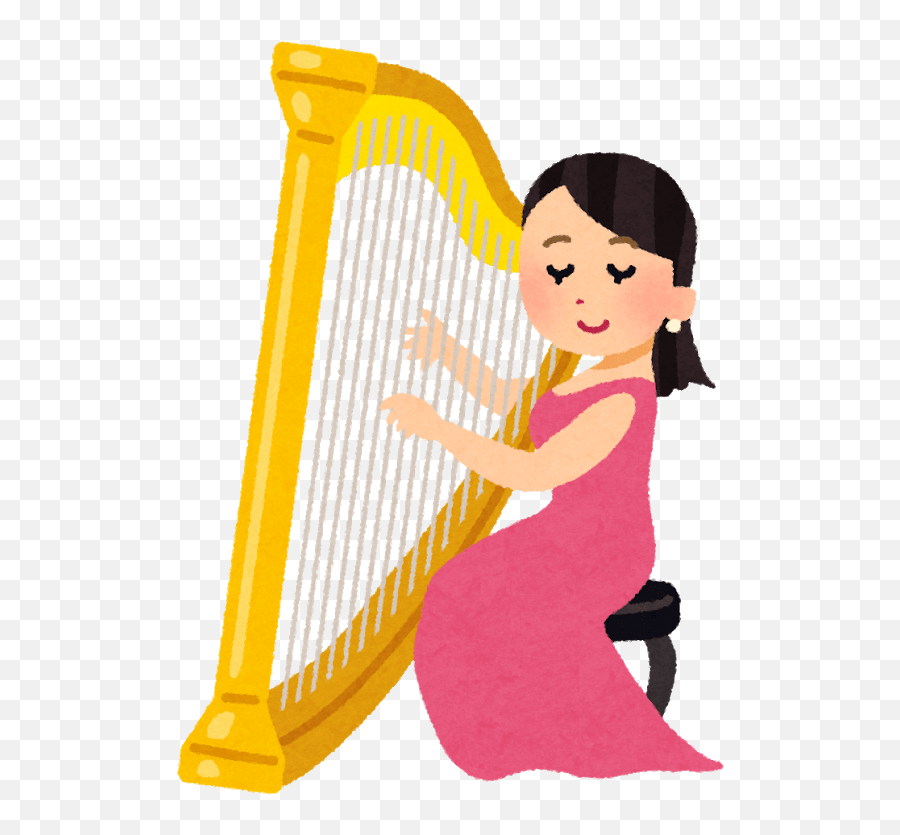 Woman Playing The Harp Orchestra Illustration Material Emoji,Harp Clipart