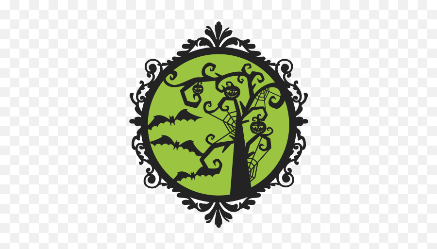 Halloween Tree Frame Svg Scrapbook Cut File Cute Clipart Emoji,Halloween Tree Png