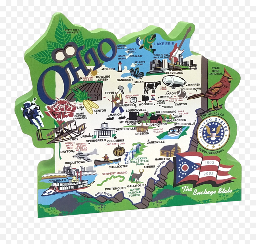 Download Ohio Map With Icons Png Image With No Background Emoji,Ohio Outline Png