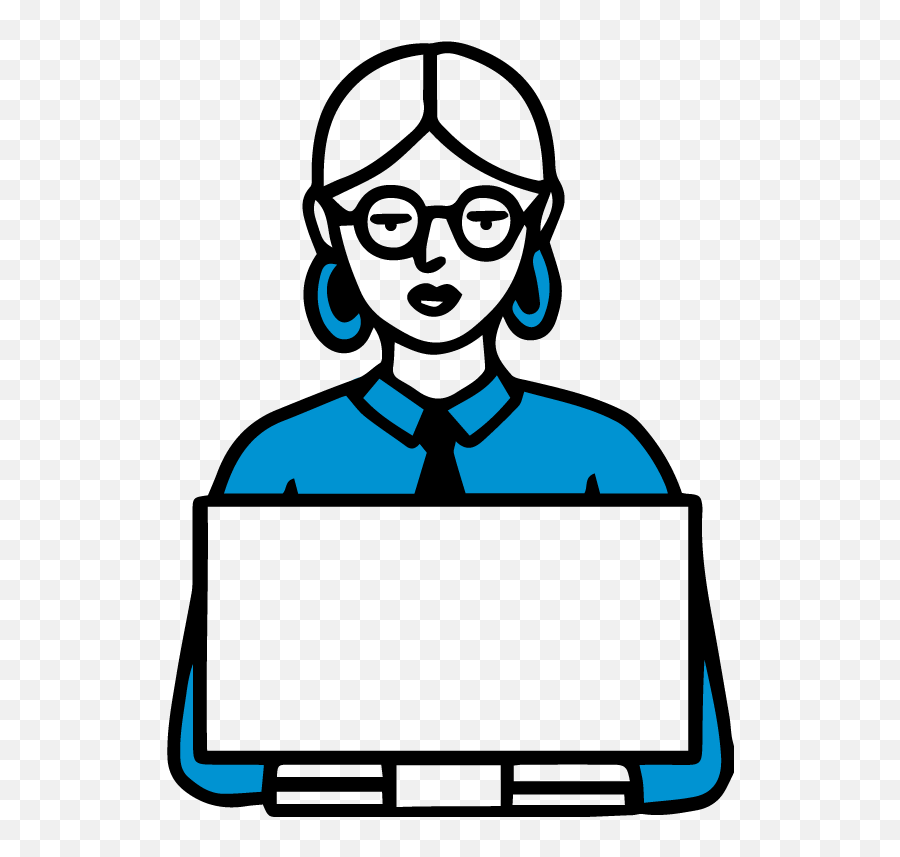 An Adult Woman Sits At Her Laptop - Professional Clipart Cartoon Woman Emoji,Adult Clipart