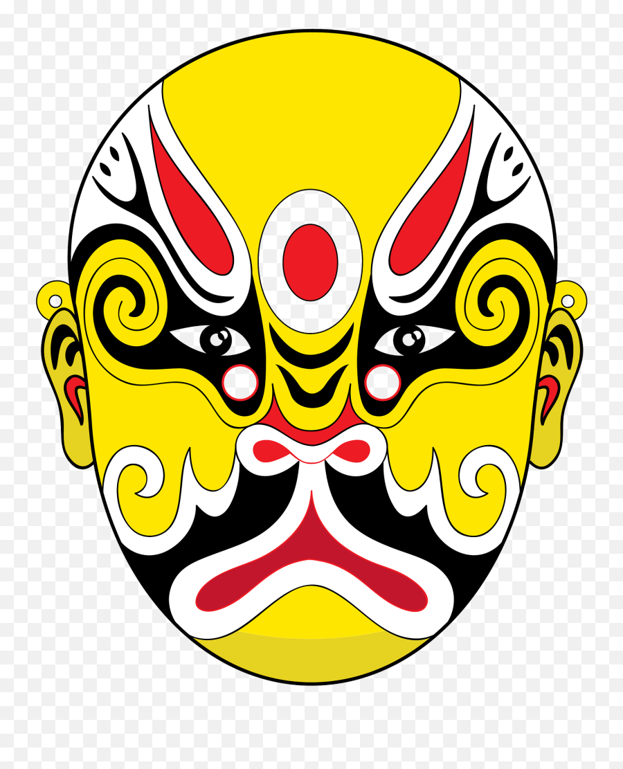 Chinese Opera Mask Yellow Clipart - Maskara Of Peking Opera Emoji,Opera Clipart