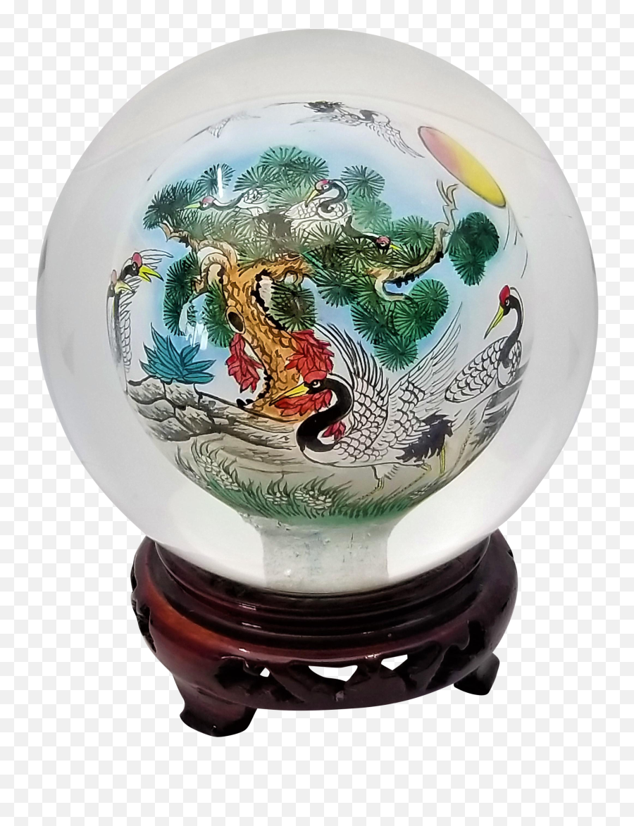 Asian Chinese Reverse Painted Crystal Emoji,Crystal Ball Transparent