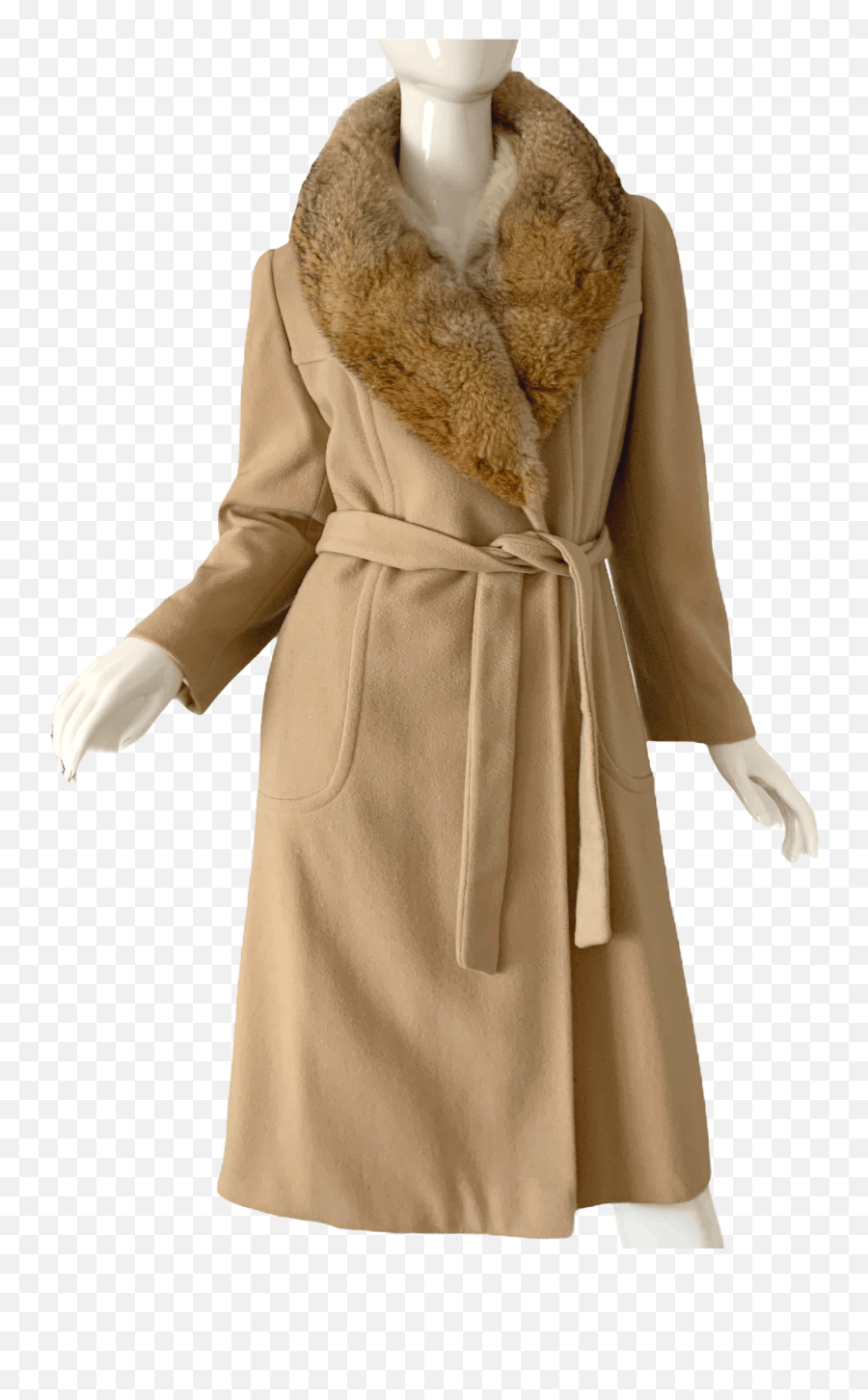 70u0027s Camel Fox Fur Wrap Belted Coat By Ronnie Sophisticates Emoji,Camel Transparent Background