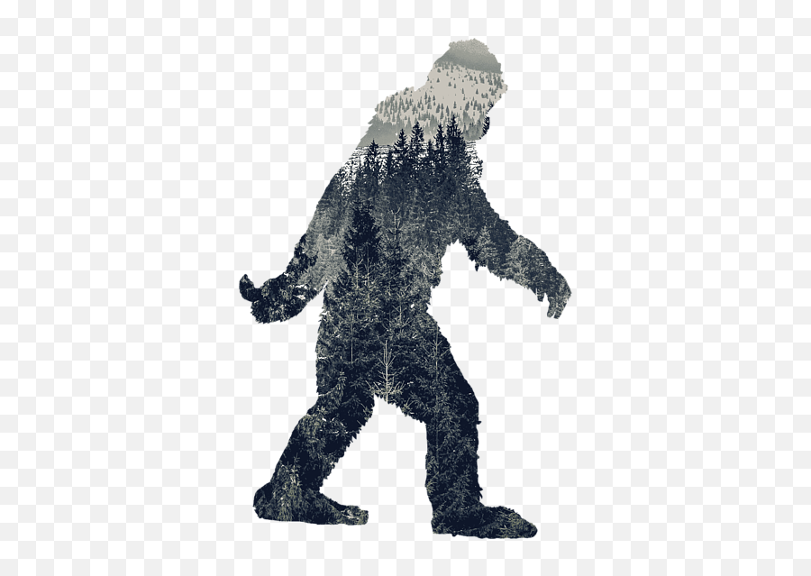 A Sasquatch Bigfoot Silhouette Hiking The Tundra Deep Forest Emoji,Bigfoot Transparent