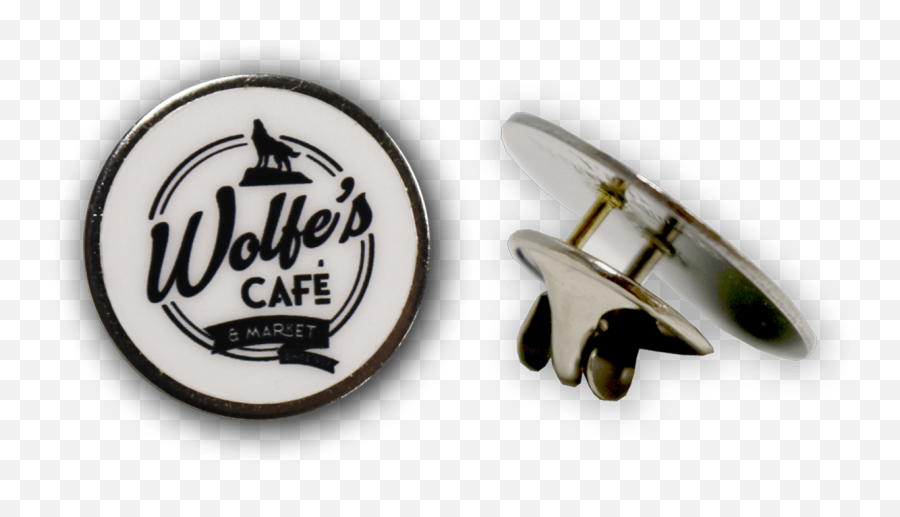Wolfeu0027s Cafe U0026 Market Lapel Pin Wolfeu0027s Café U0026 Market Emoji,Logo Pins