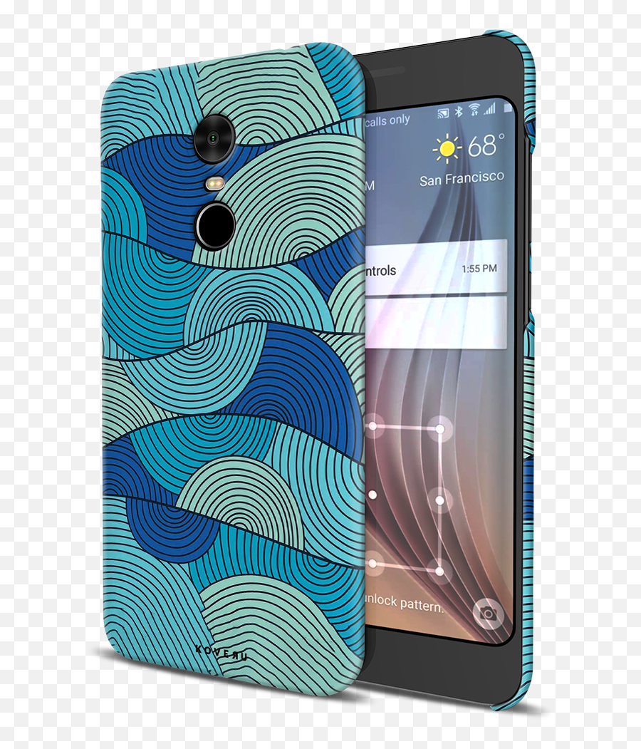 Ocean Wave Png - Blue Ocean Waves Pattern Cover Case For Mobile Phone Case Emoji,Ocean Wave Png