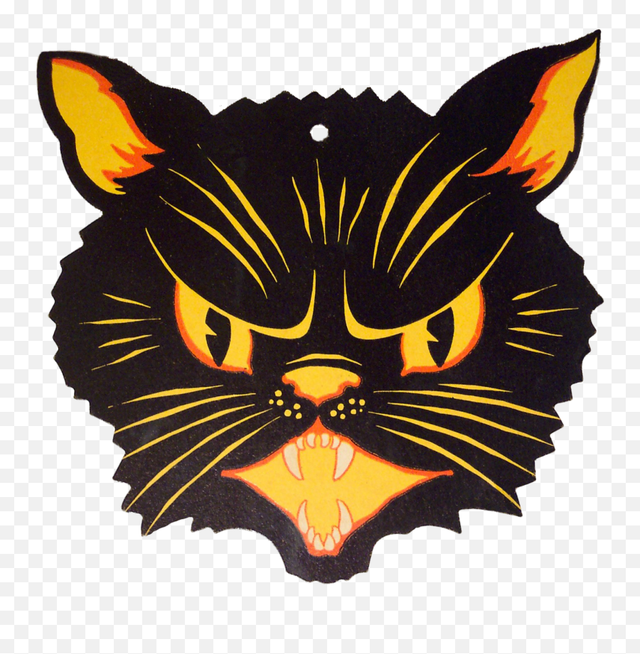Vintage Halloween - Art Print Pop Ink Csa Imagesu0027 Black Vintage Halloween Faces Cat Emoji,Vintage Halloween Clipart