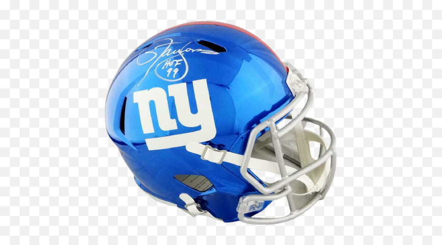 Lawrence Taylor New York Giants Signed Ny Giants Full - Sized Chrome Helmet With Hof White Bas Coa Emoji,Ny Giants Logo Png