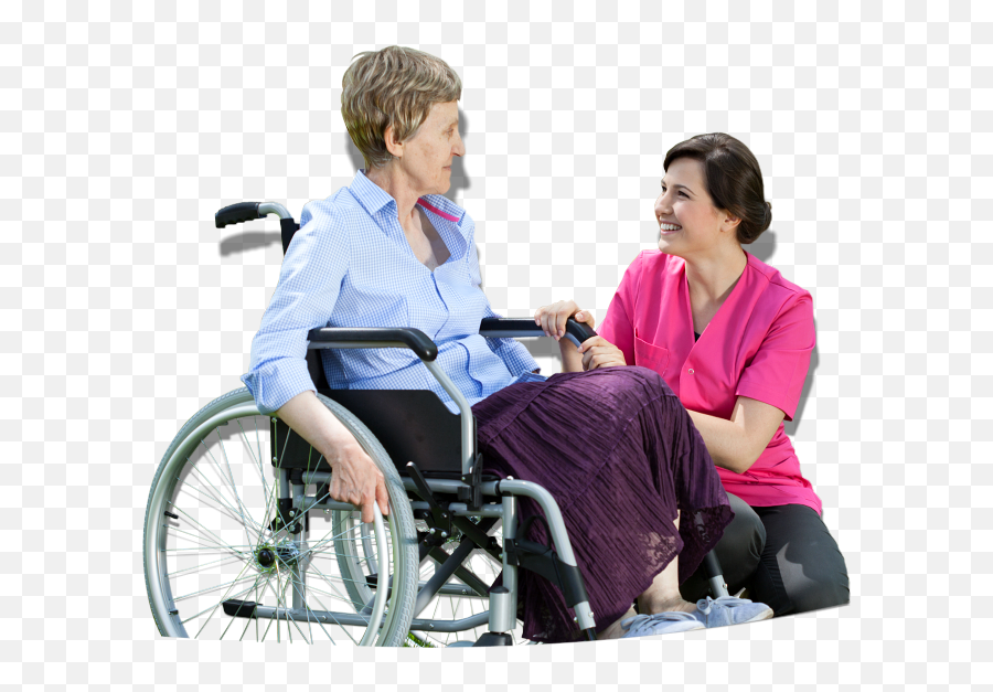 Download Hd Elderly Png - Caregiver Wheelchair Png Emoji,Wheelchair Png