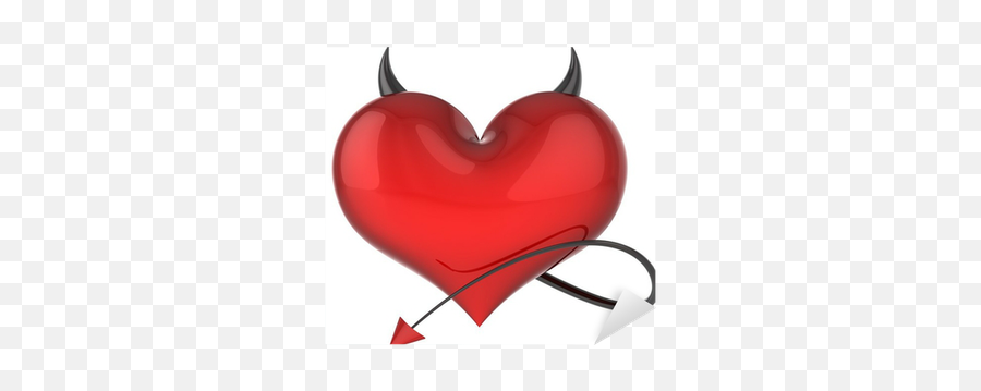 Heart Of Devil Love Red With Black Sharp Horns And A Tail Emoji,Devil Clipart Black And White