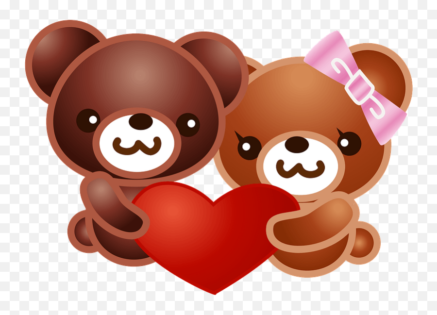 Bear Couple Is Holding A Red Heart - Happy Emoji,Red Heart Clipart