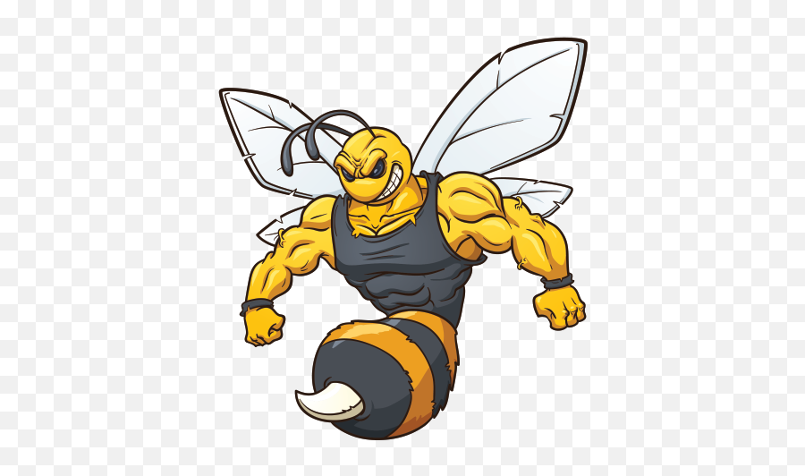 Printed Vinyl Bee Hornet Wasp Bodybuilder Stickers Factory Emoji,Bodybuilders Clipart
