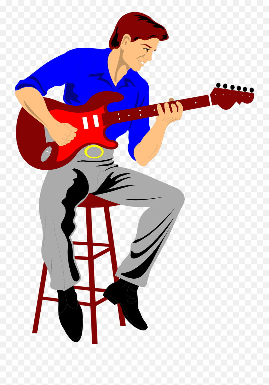 Man With Guitar Clipart - Guitar Player Clipart Emoji,Guitar Clipart