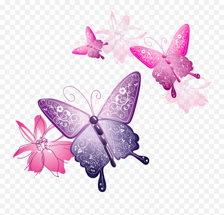Pink Butterfly Png Transparent - Pink Butterfly Corner Png Emoji,Butterfly Png