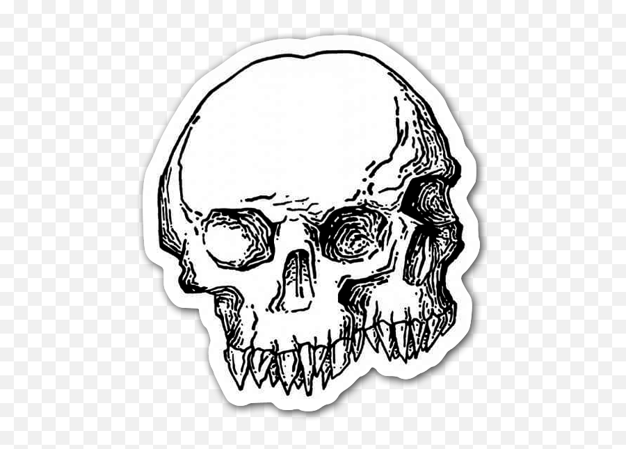 Dubbele Skull Sticker - Scary Emoji,Skull Clipart Black And White