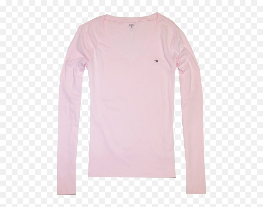Tommy Hilfiger Long Sleeves Shirts - Tommy Hilfiger Women Long Sleeve Logo Vneck Tshirt Light Pink Emoji,Tommy Hilfiger Tshirt Logo