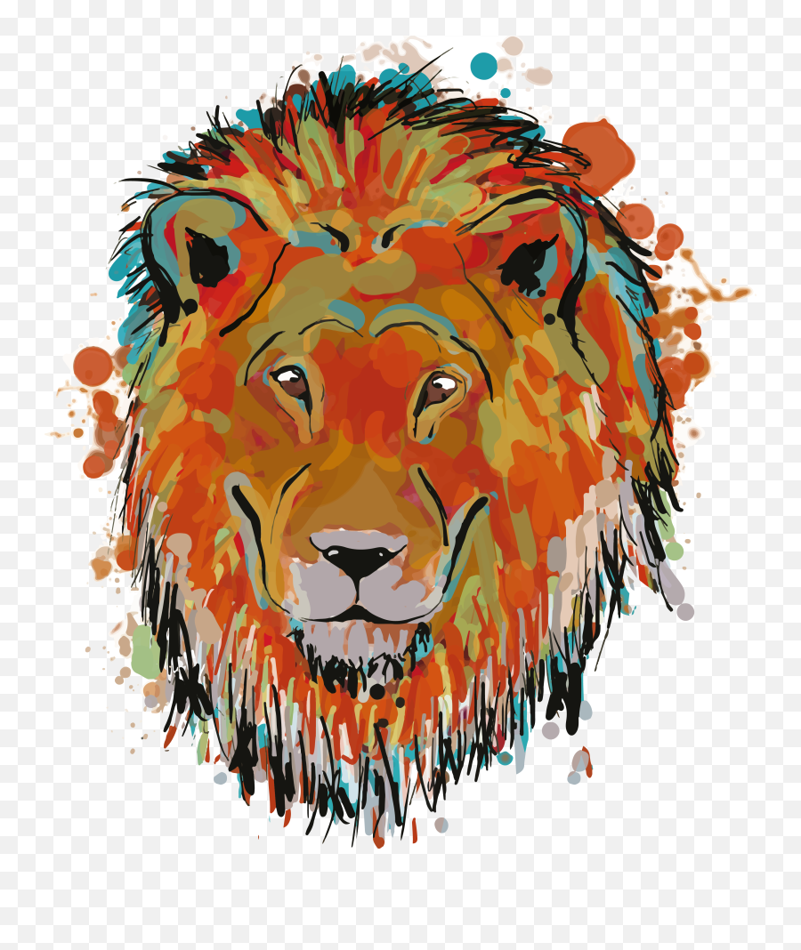 Watercolor Lion Tshirt Design - Tshirt Full Size Png Emoji,Lion Logo Shirt