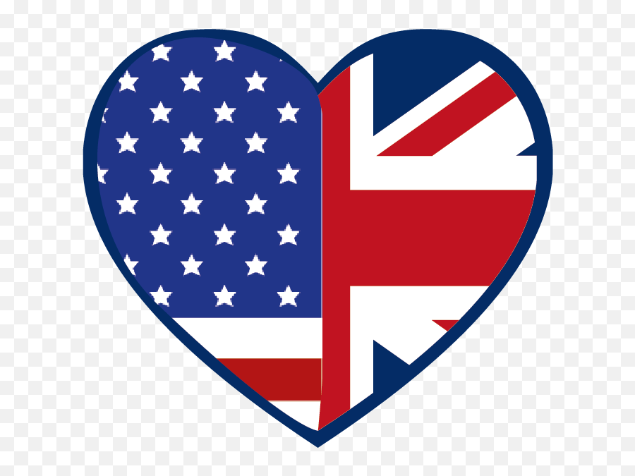 American And British Heart Png - English American Flag Heart Emoji,English Clipart