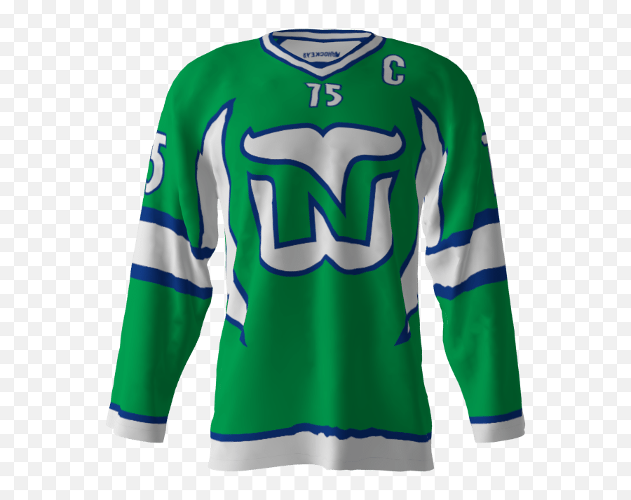 Nhalers Green Dye Sublimated Custom - Green Hockey Jersey Emoji,Hartford Whalers Logo