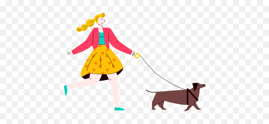 Best Premium Woman Walking With Her Dog Illustration Download In Png U0026 Vector Format - Cartoon Girl Walking Her Dog Emoji,Woman Walking Png