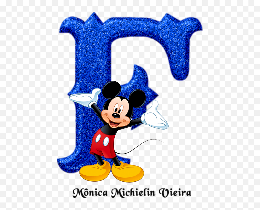 Monica Michielin Alphabets Alfabeto Glitter Azul Com - Mickey Mouse Disney Emoji,Mickey Mouse Png