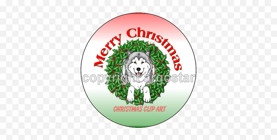 Clip Art On Cd - Alaskan Malamute Christmas Clipart U2014 Argostar Dog Art Emoji,Christmas Dog Clipart