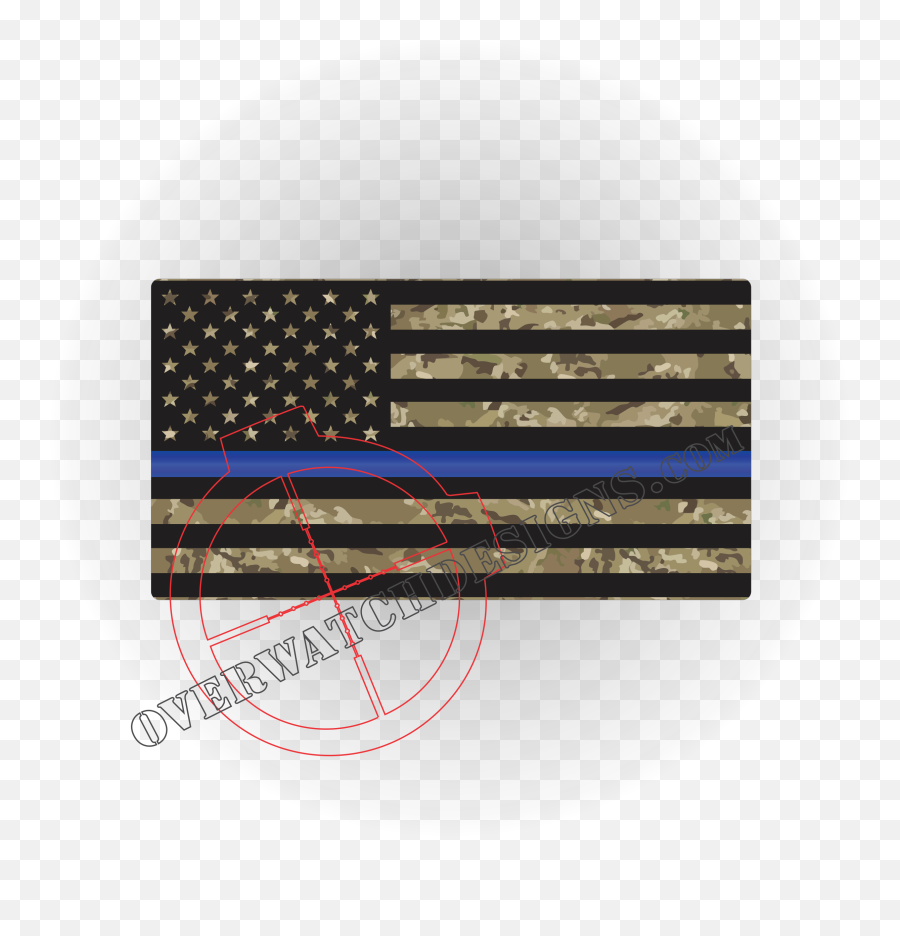 Camo Thin Blue Line Flag - Tactical American Flag Decal Emoji,Camo Png