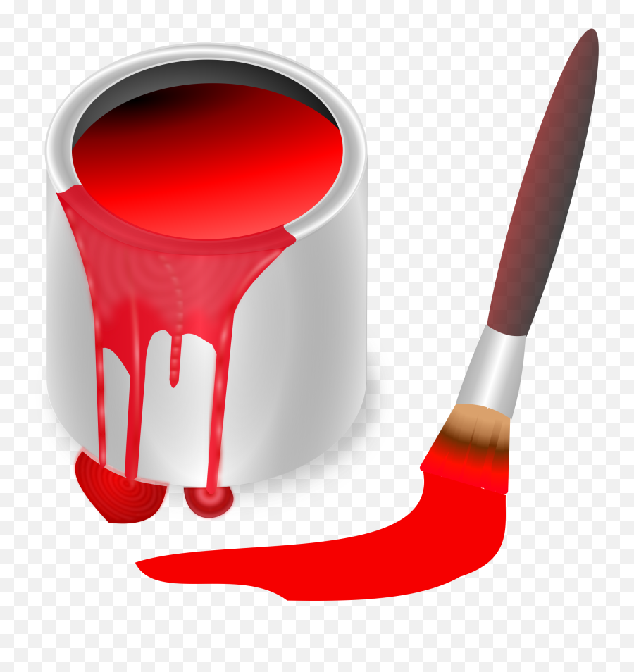 Red Paint Brush And Can Clip Art At - Red Paint Clipart Emoji,Paintbrush Clipart
