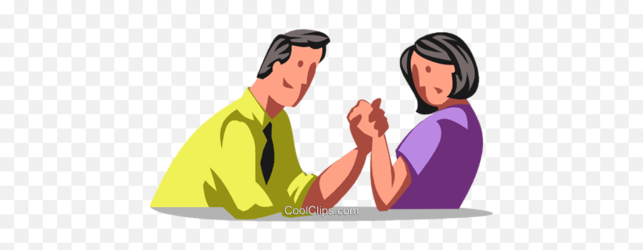Man And Woman Arm Wrestling Royalty Free Vector Clip Art - Arm Wrestling Clipart Man And Woman Emoji,Wrestling Clipart