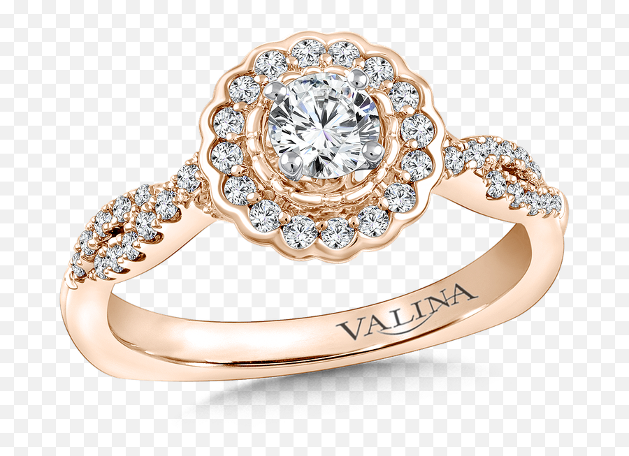 Halo Engagement Ring Mounting In 14k Rose Gold 35 Ct Tw Emoji,Ring Transparent Background