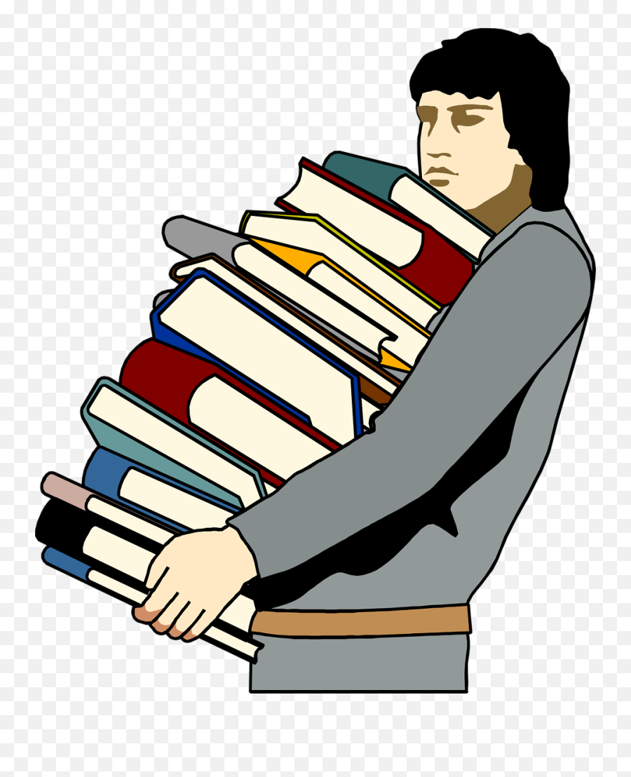 Books Clipart - Carrying Books Png Emoji,Stack Of Books Clipart