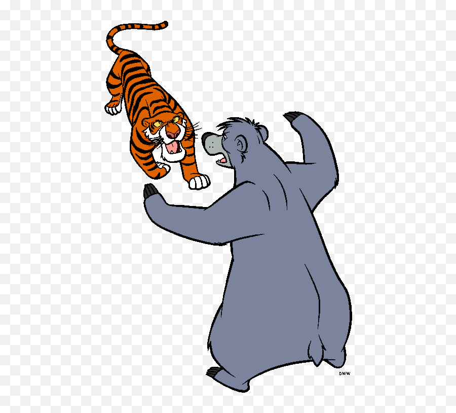 The Jungle Book Group Clip Art - Shere Khan And Baloo Shere Khan Jungle Book Cartoon Emoji,Textbook Clipart