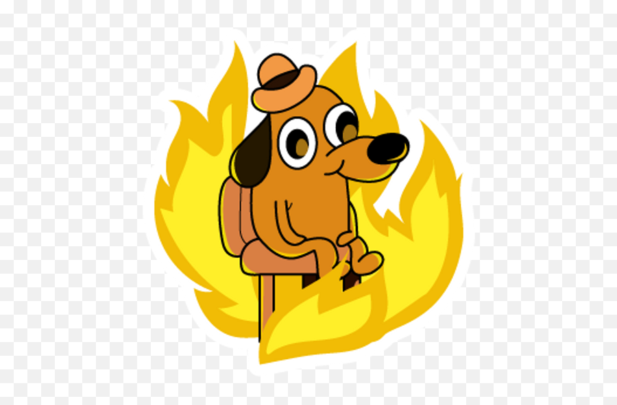 This Is Fine - Sticker Mania Emoji,Squidward Dab Png