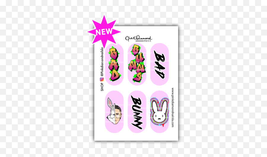 Nail Water Decals - Girly Emoji,Bad Bunny Logo