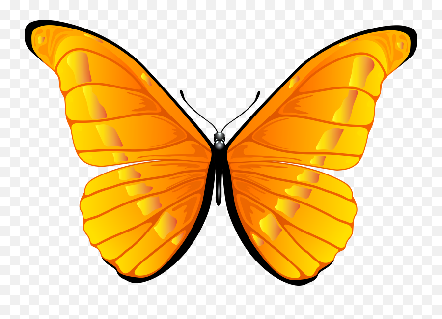 Orange Butterfly Png Clip Art Clipart - Clip Art Butterflies Emoji,Butterfly Png