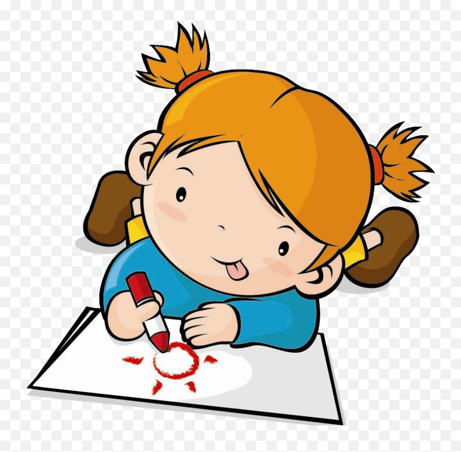 Drawing Clipart Childrens Art Drawing - She Is Drawing Clipart Emoji,Drawing Clipart