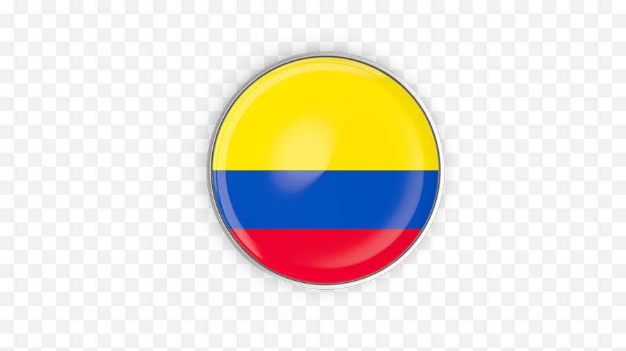 Round Button With Metal Frame - Bandera De Colombia Icono Emoji,Colombia Flag Png