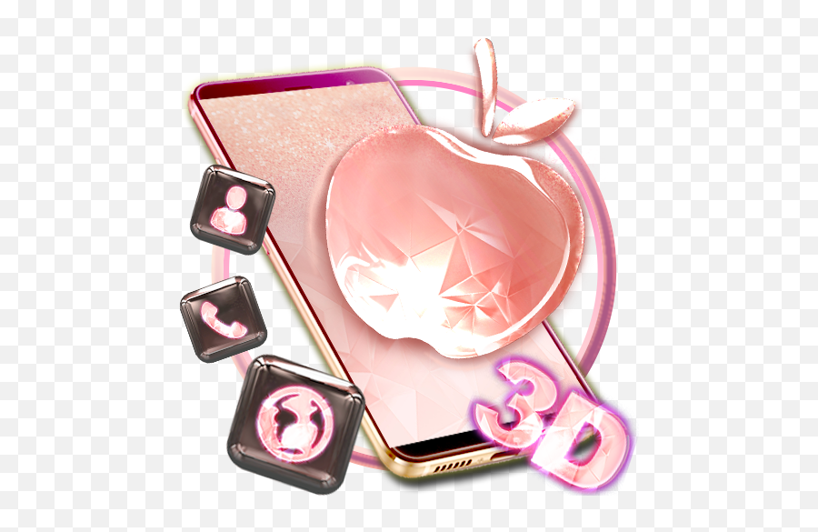 3d Pink Apple Crystal Theme - Girly Emoji,Pink App Store Logo