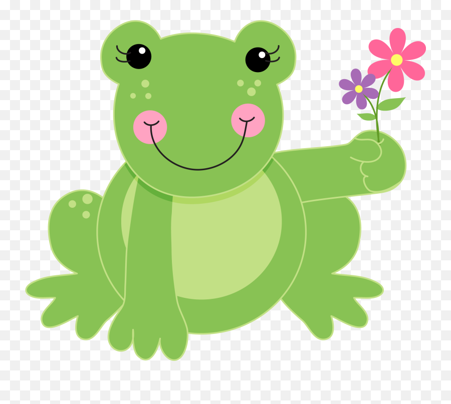 Frog - Frogs With Flowers Clipart Emoji,Frog Transparent
