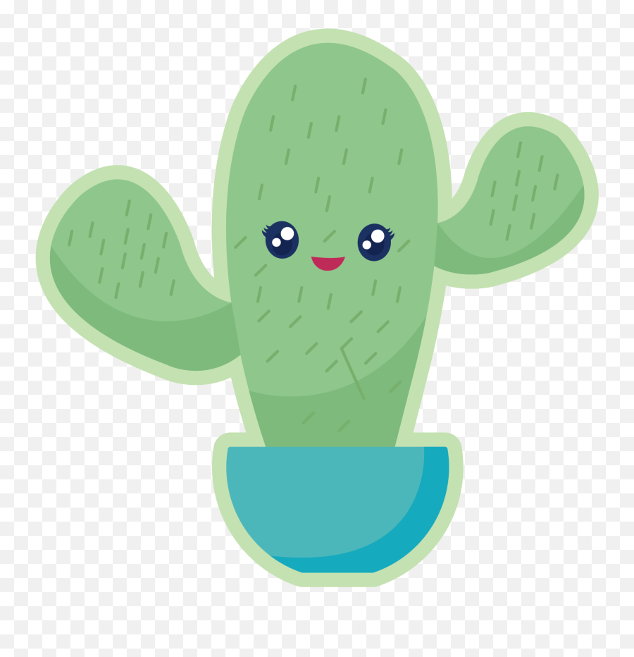 Kawaii Cute Cactus Plant Green - Nopal Emoji,Cactus Flower Clipart