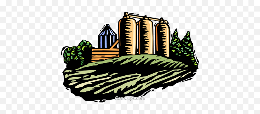 Farm Silos Royalty Free Vector Clip Art Illustration Emoji,Clipart Barns
