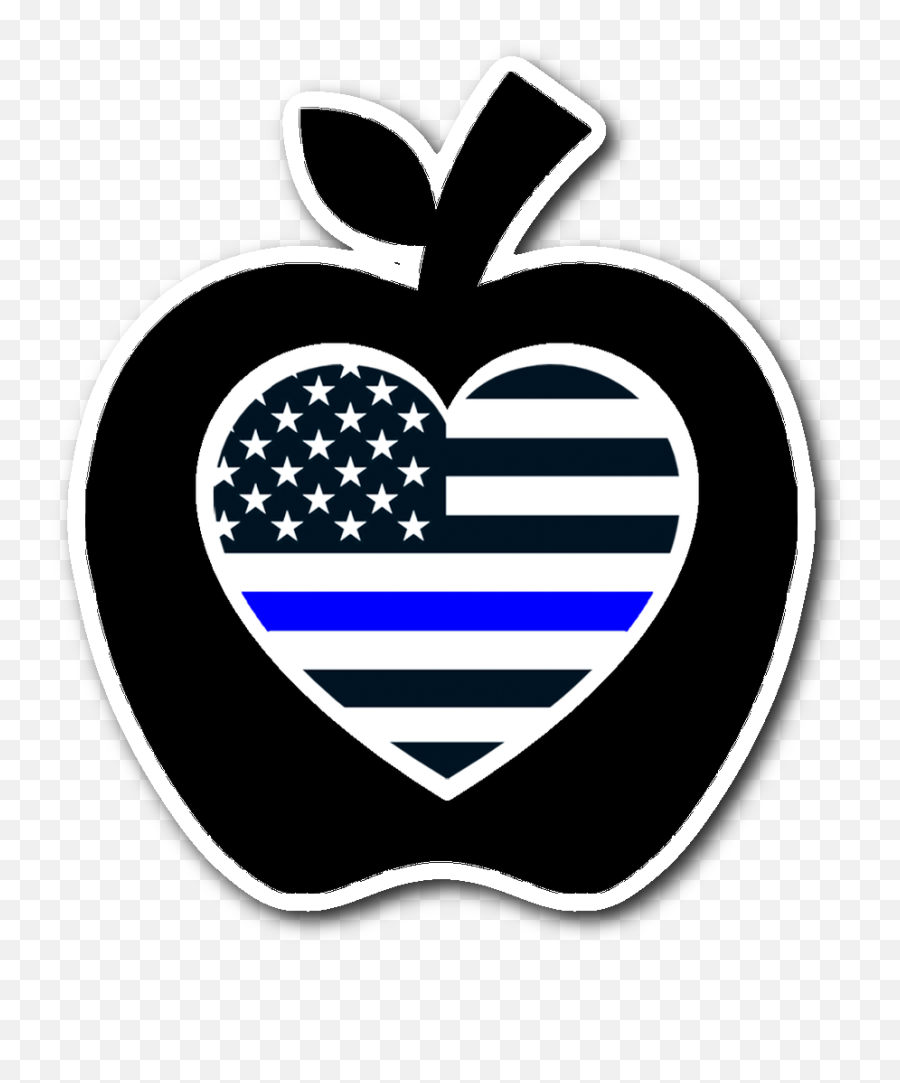 Thin Blue Line Heart Flag Apple - American Flag Emoji,Made In Usa Logo