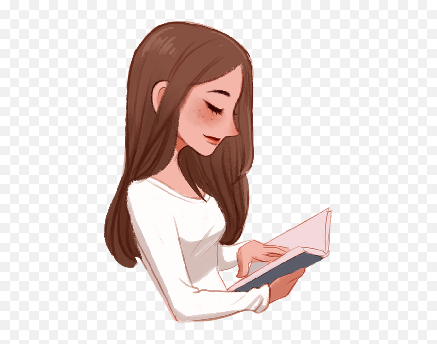 Girl Book Female - Girl Reading Book Png Transparent Girl Reading A Book Png Emoji,Reading Book Clipart