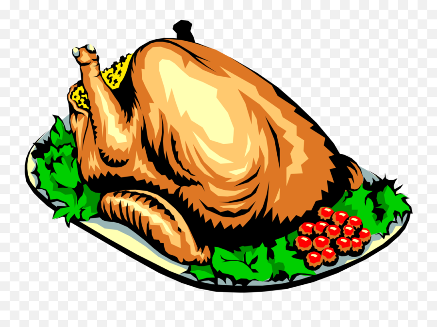 Vector Illustration Of Roast Turkey - Chicken Meat Clipart Gif Emoji,Turkey Dinner Clipart